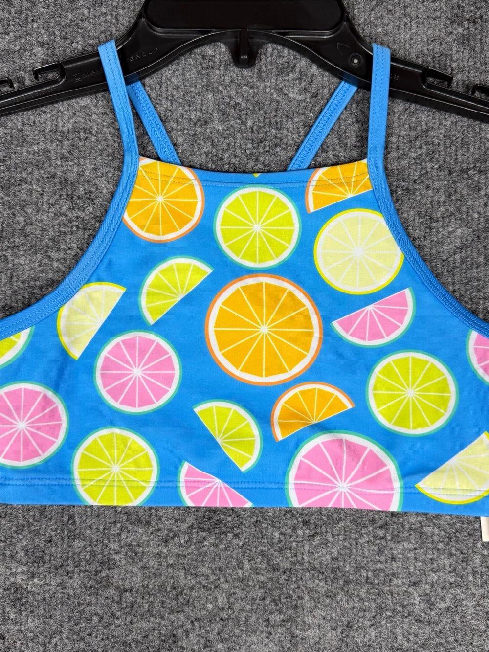 DSG Girls Citrus Slice Strappy Swim Top Blue Multicolor NWT